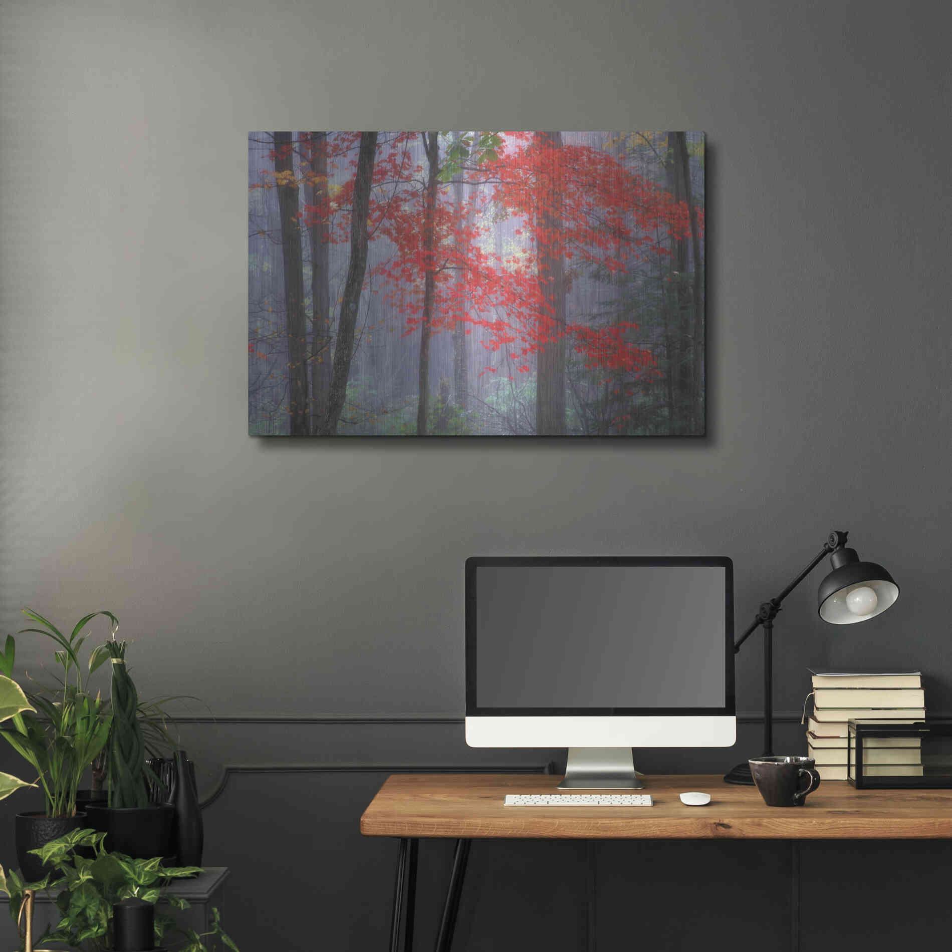Luxe Metal Art 'Splash of Red' by Patrick Zephyr, Metal Wall Art,36x24