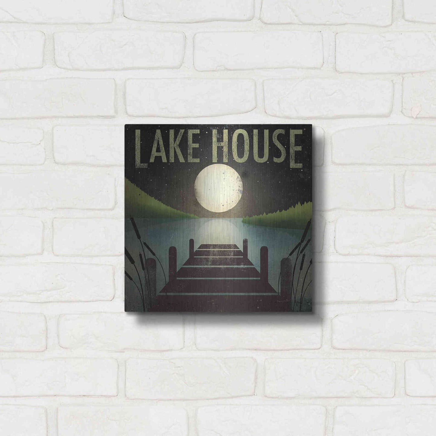 Luxe Metal Art 'Lake House' by Ryan Fowler, Metal Wall Art,12x12