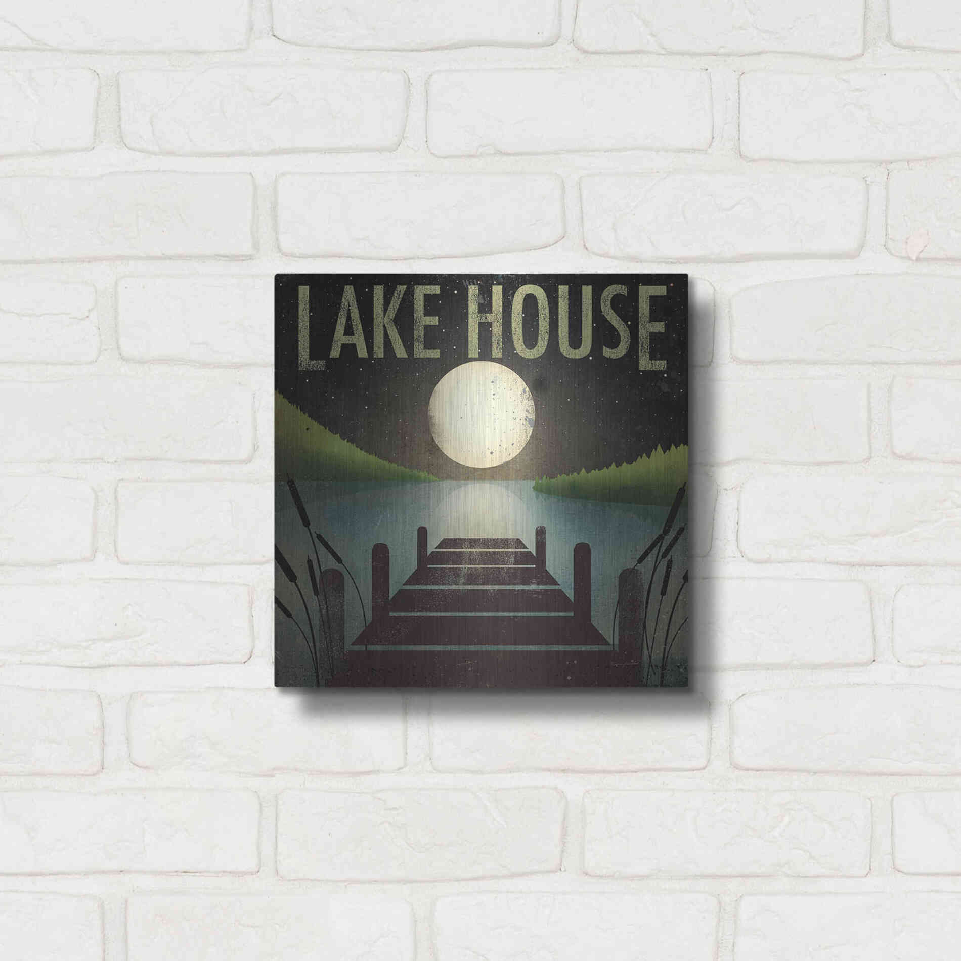 Luxe Metal Art 'Lake House' by Ryan Fowler, Metal Wall Art,12x12