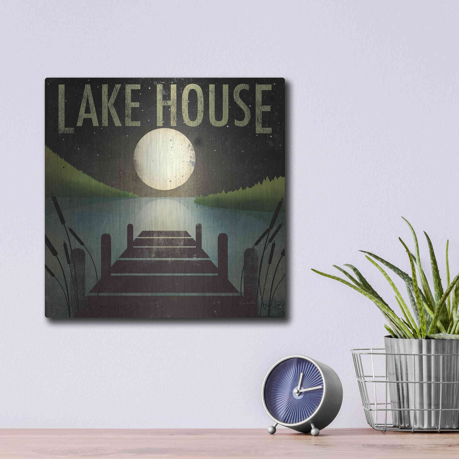 Luxe Metal Art 'Lake House' by Ryan Fowler, Metal Wall Art,12x12