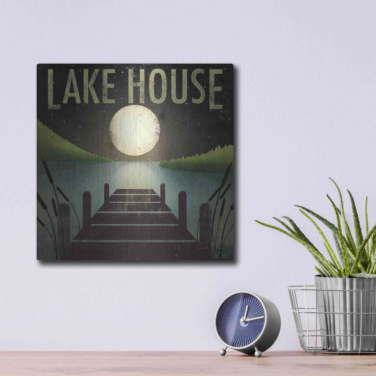 Luxe Metal Art 'Lake House' by Ryan Fowler, Metal Wall Art,12x12