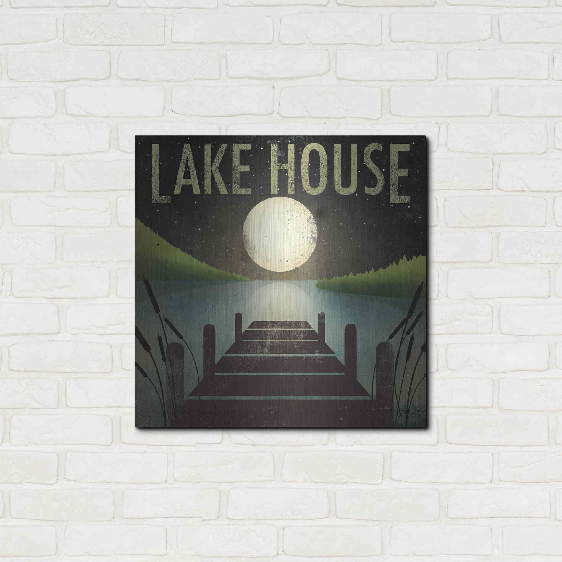 Luxe Metal Art 'Lake House' by Ryan Fowler, Metal Wall Art,24x24