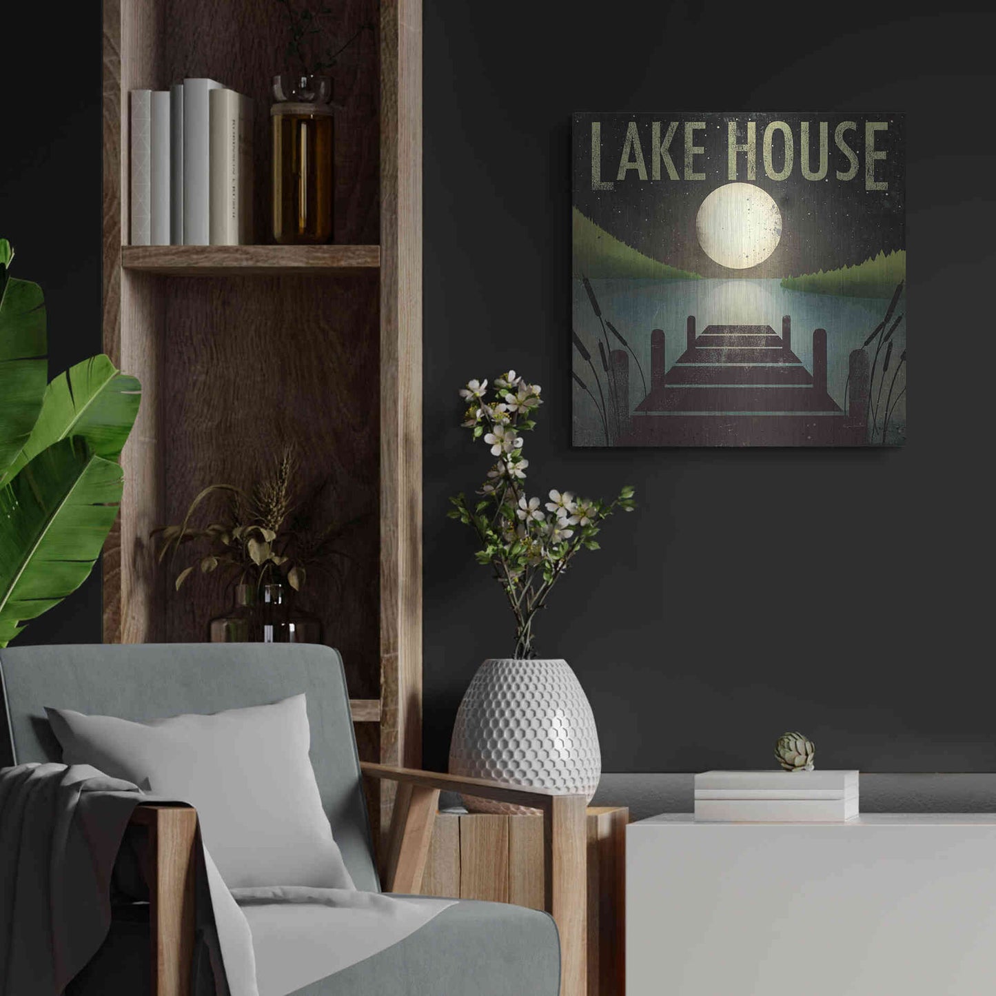Luxe Metal Art 'Lake House' by Ryan Fowler, Metal Wall Art,24x24
