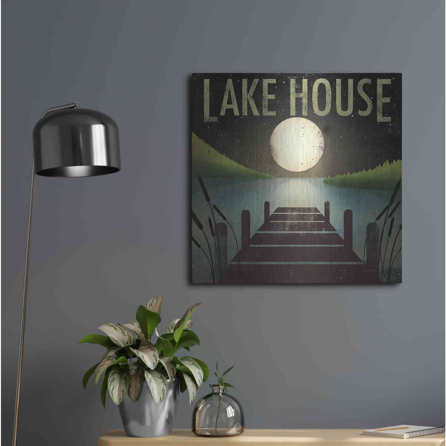 Luxe Metal Art 'Lake House' by Ryan Fowler, Metal Wall Art,24x24