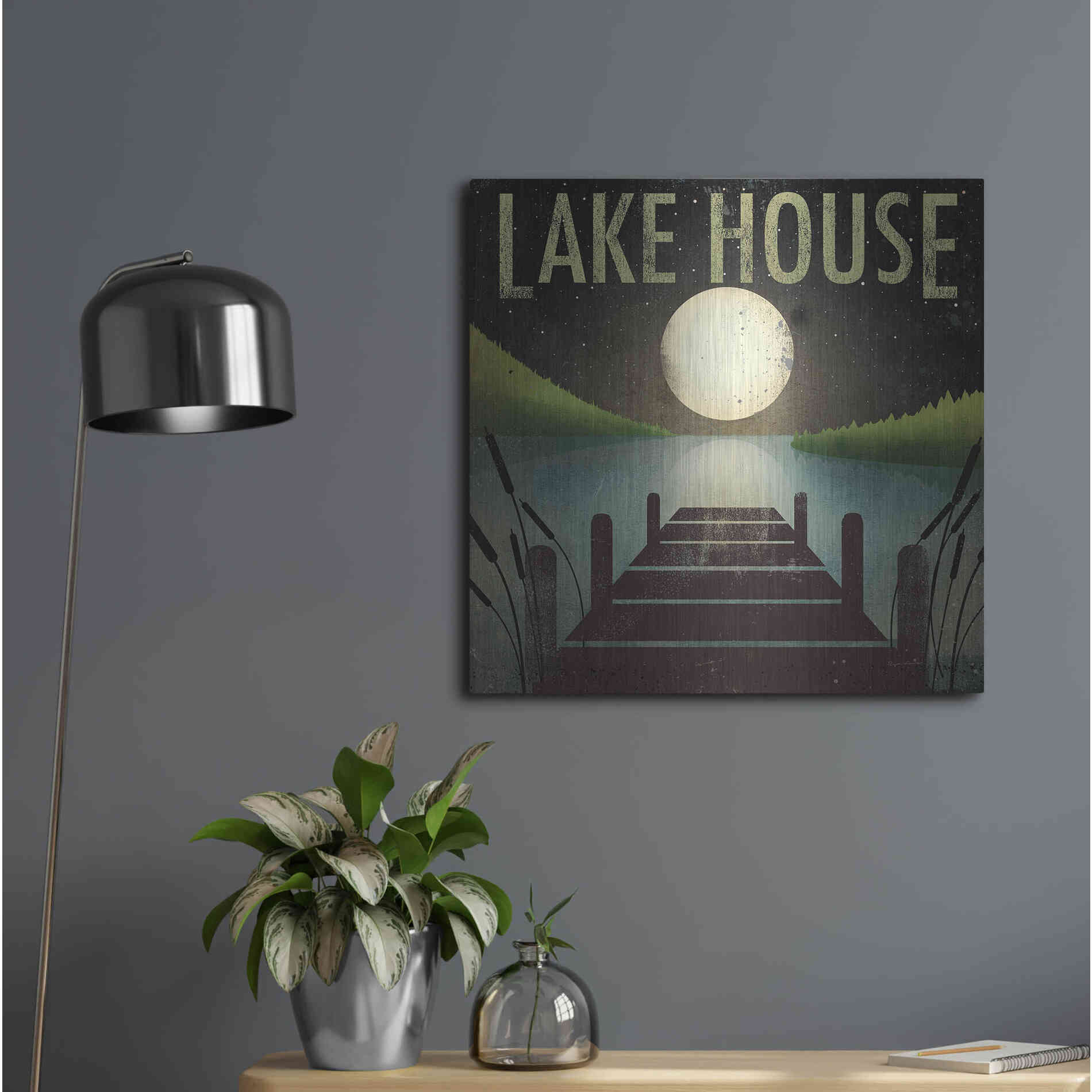 Luxe Metal Art 'Lake House' by Ryan Fowler, Metal Wall Art,24x24