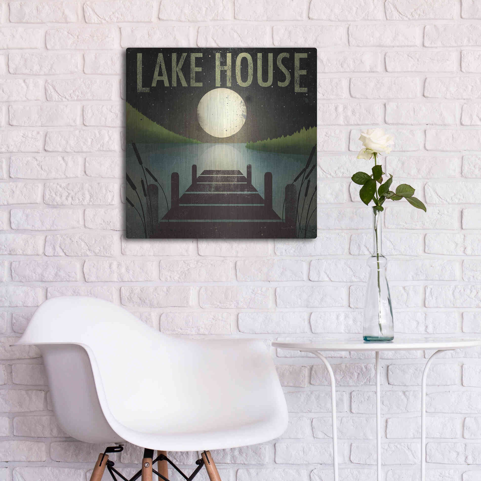 Luxe Metal Art 'Lake House' by Ryan Fowler, Metal Wall Art,24x24