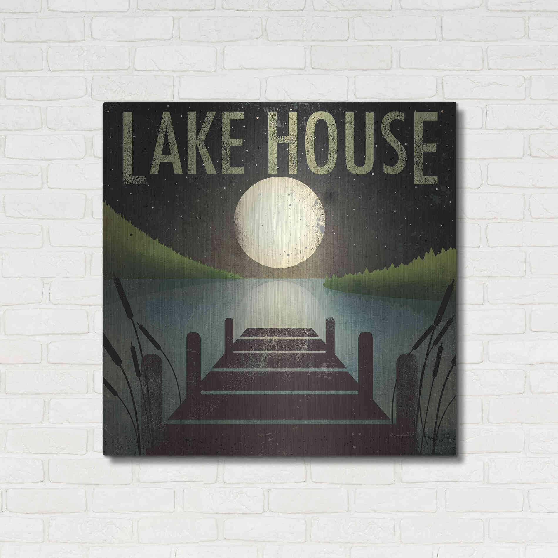 Luxe Metal Art 'Lake House' by Ryan Fowler, Metal Wall Art,36x36