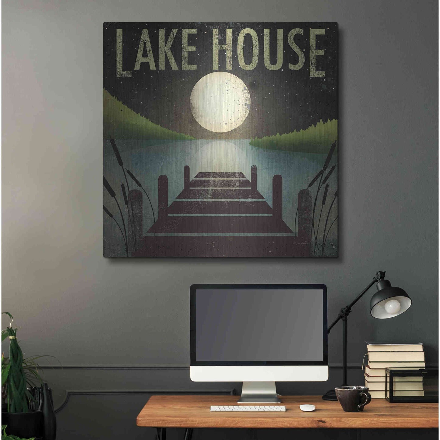 Luxe Metal Art 'Lake House' by Ryan Fowler, Metal Wall Art,36x36