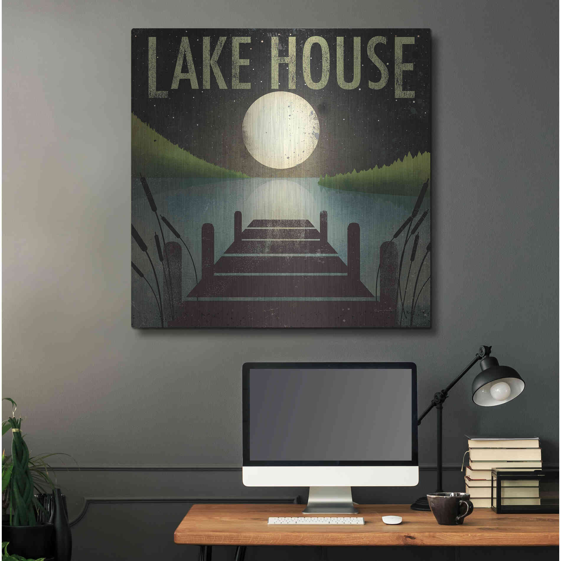 Luxe Metal Art 'Lake House' by Ryan Fowler, Metal Wall Art,36x36