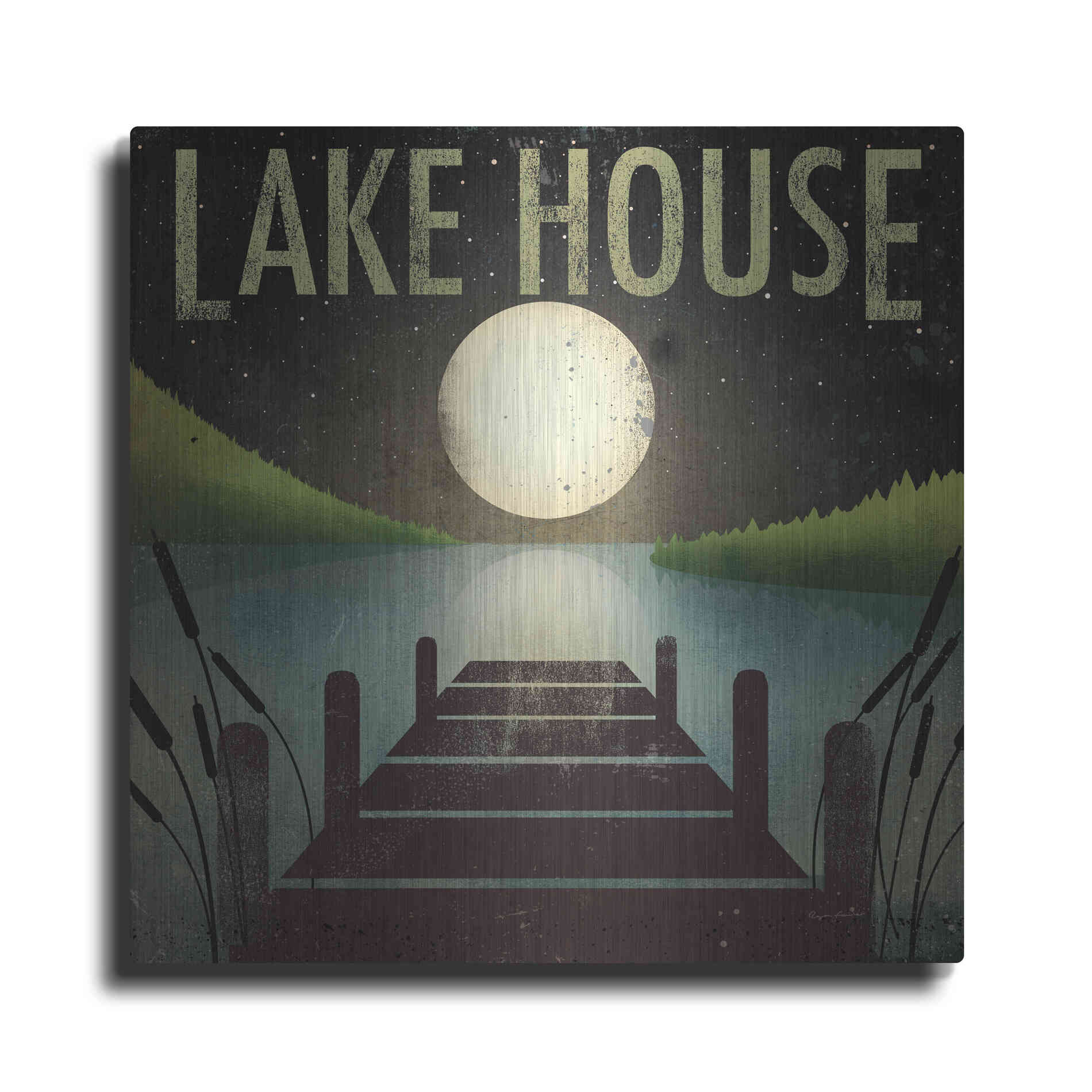 Luxe Metal Art 'Lake House' by Ryan Fowler, Metal Wall Art