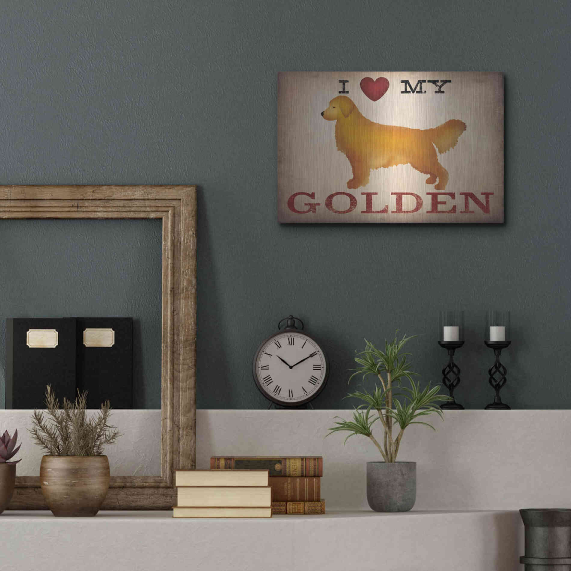 Luxe Metal Art 'Golden Dog at Show Love III' by Ryan Fowler, Metal Wall Art,16x12