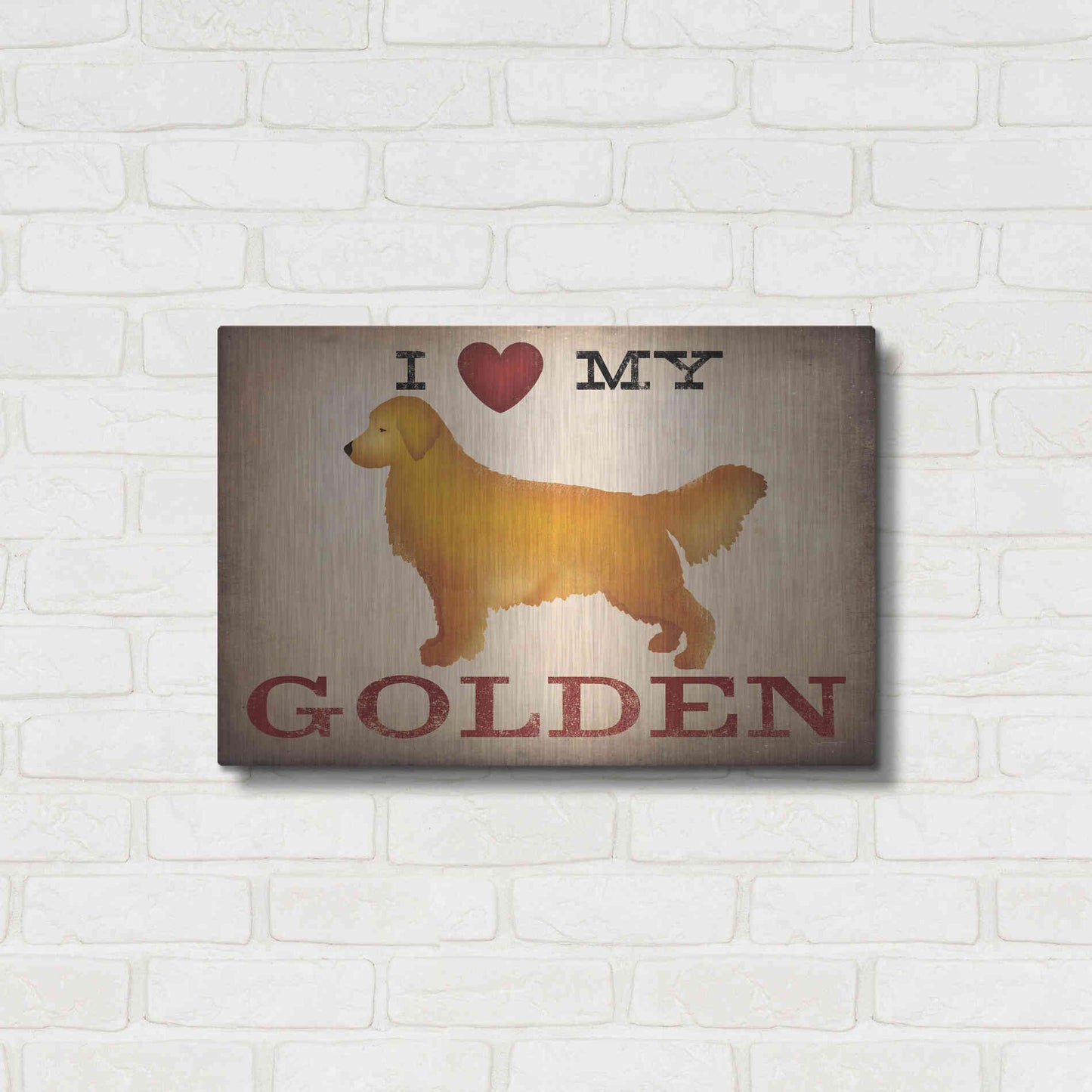 Luxe Metal Art 'Golden Dog at Show Love III' by Ryan Fowler, Metal Wall Art,24x16