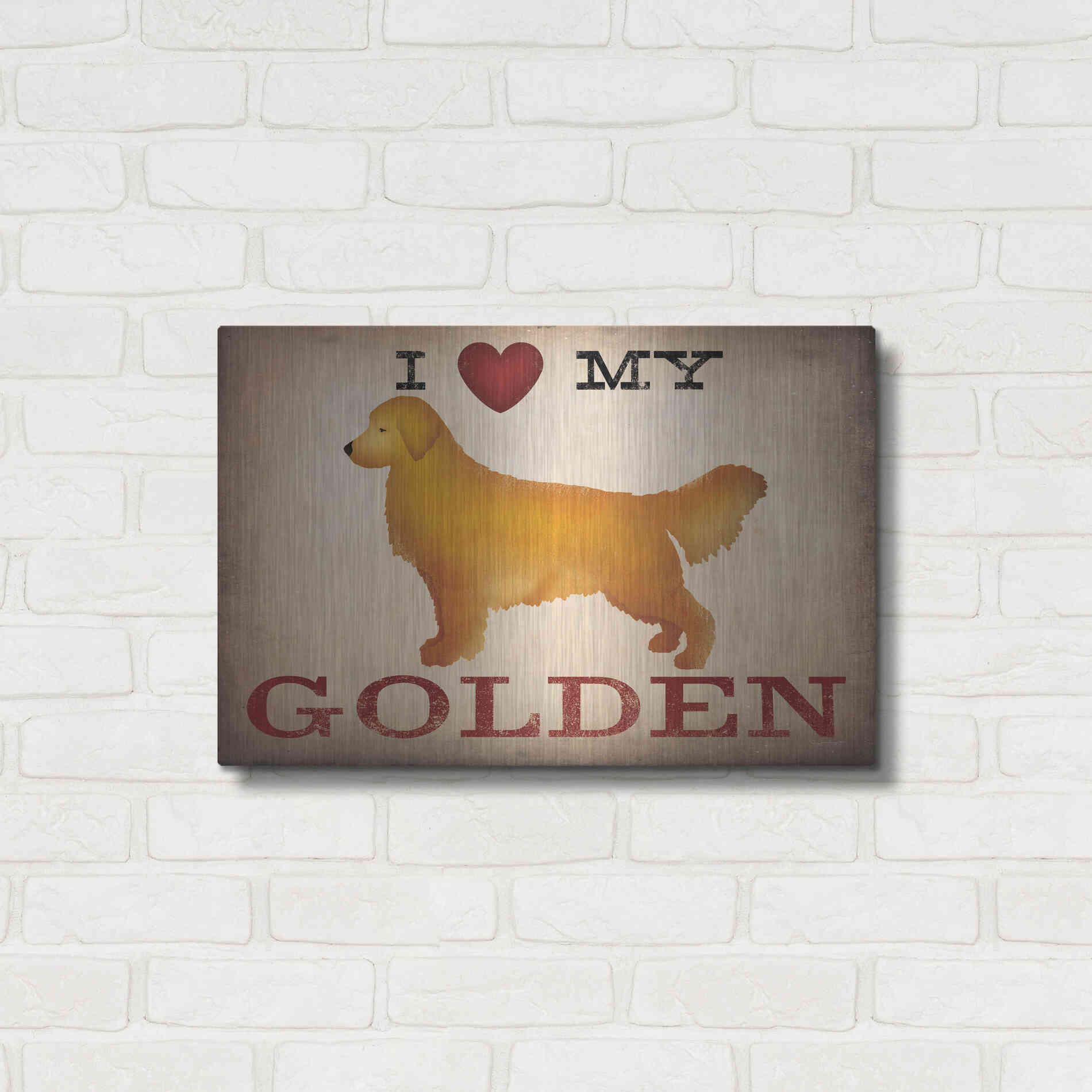 Luxe Metal Art 'Golden Dog at Show Love III' by Ryan Fowler, Metal Wall Art,24x16