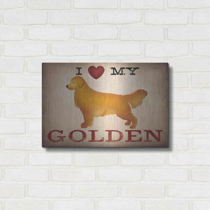 Luxe Metal Art 'Golden Dog at Show Love III' by Ryan Fowler, Metal Wall Art,24x16