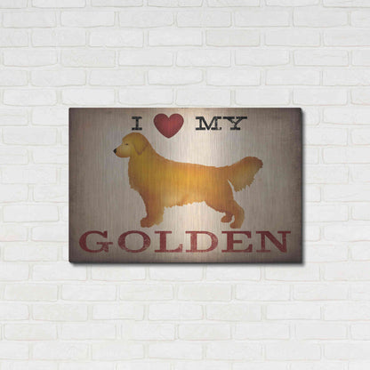 Luxe Metal Art 'Golden Dog at Show Love III' by Ryan Fowler, Metal Wall Art,36x24