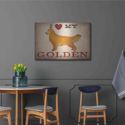 Luxe Metal Art 'Golden Dog at Show Love III' by Ryan Fowler, Metal Wall Art,36x24