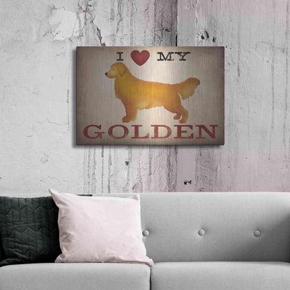 Luxe Metal Art 'Golden Dog at Show Love III' by Ryan Fowler, Metal Wall Art,36x24
