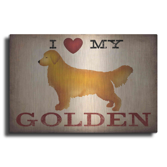 Luxe Metal Art 'Golden Dog at Show Love III' by Ryan Fowler, Metal Wall Art