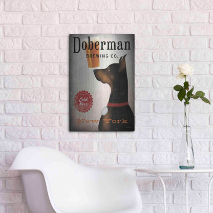 Luxe Metal Art 'Doberman Brewing Company NY' by Ryan Fowler, Metal Wall Art,16x24