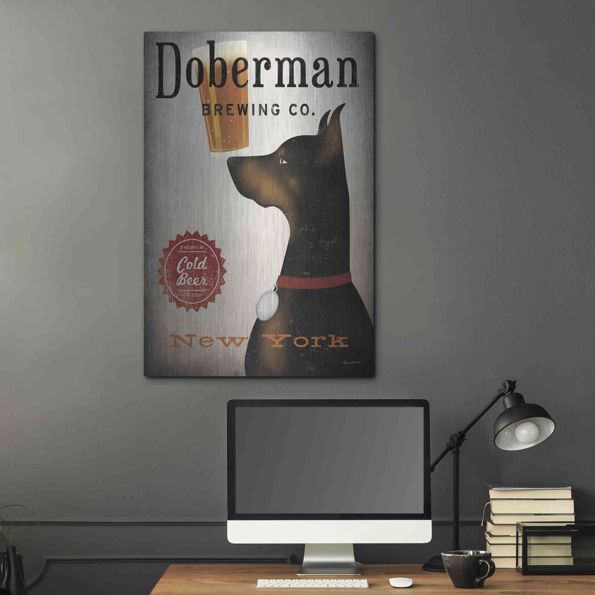 Luxe Metal Art 'Doberman Brewing Company NY' by Ryan Fowler, Metal Wall Art,24x36