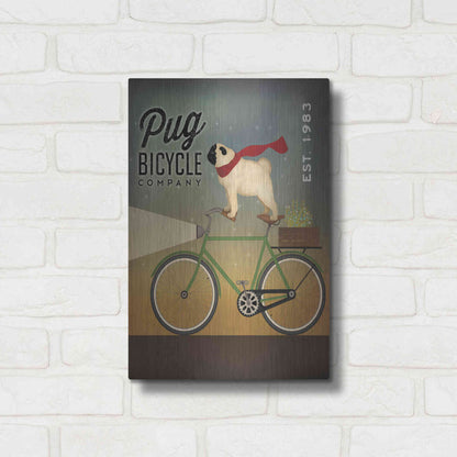Luxe Metal Art 'Pug on a Bike' by Ryan Fowler, Metal Wall Art,12x16