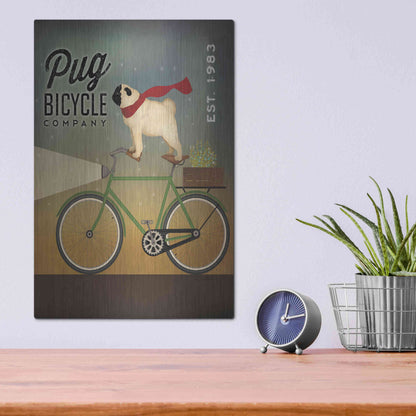 Luxe Metal Art 'Pug on a Bike' by Ryan Fowler, Metal Wall Art,12x16