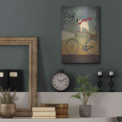 Luxe Metal Art 'Pug on a Bike' by Ryan Fowler, Metal Wall Art,12x16