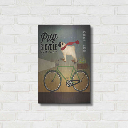 Luxe Metal Art 'Pug on a Bike' by Ryan Fowler, Metal Wall Art,16x24