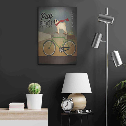 Luxe Metal Art 'Pug on a Bike' by Ryan Fowler, Metal Wall Art,16x24