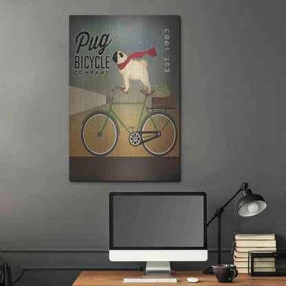Luxe Metal Art 'Pug on a Bike' by Ryan Fowler, Metal Wall Art,24x36