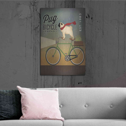 Luxe Metal Art 'Pug on a Bike' by Ryan Fowler, Metal Wall Art,24x36