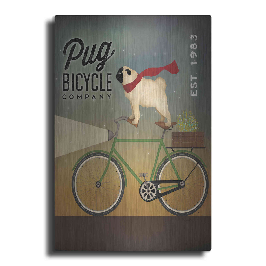 Luxe Metal Art 'Pug on a Bike' by Ryan Fowler, Metal Wall Art