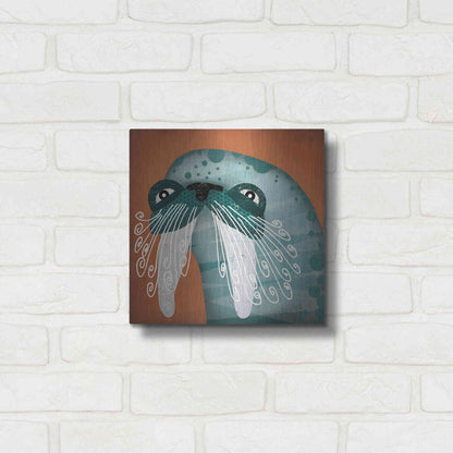Luxe Metal Art 'Walrus Wow' by Ryan Fowler, Metal Wall Art,12x12
