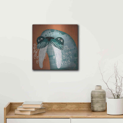 Luxe Metal Art 'Walrus Wow' by Ryan Fowler, Metal Wall Art,12x12