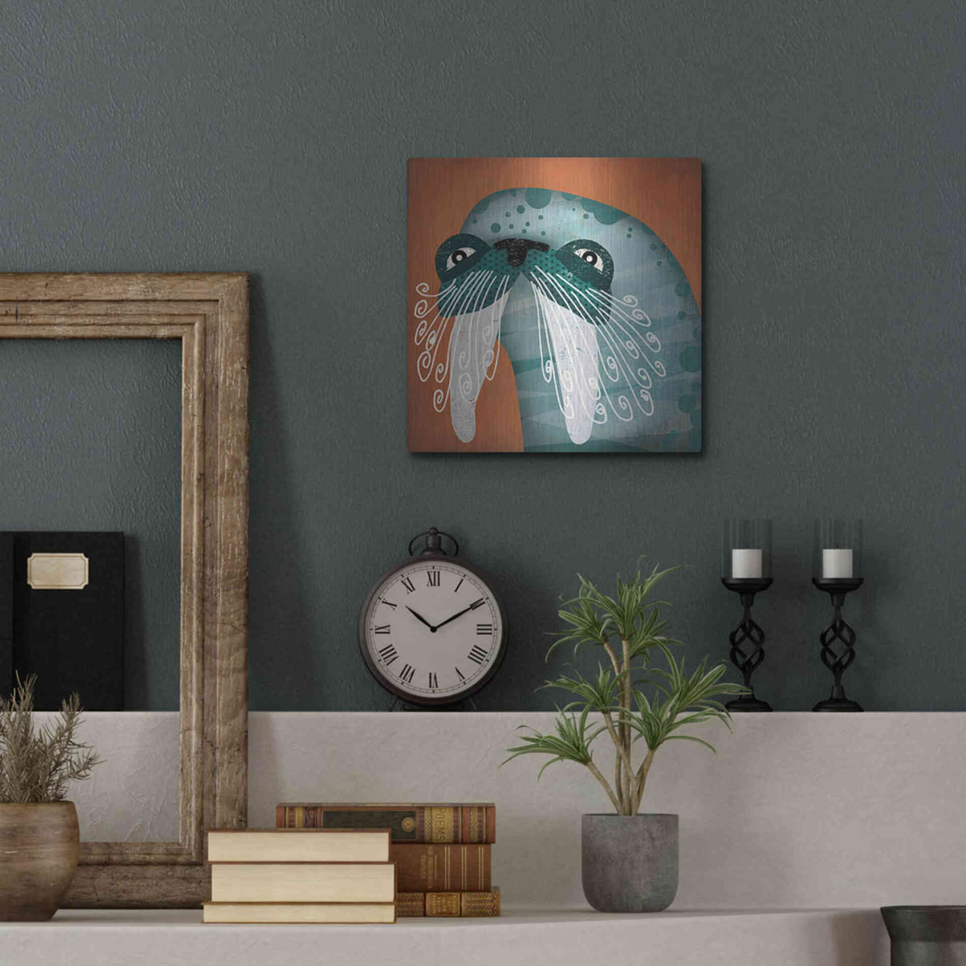 Luxe Metal Art 'Walrus Wow' by Ryan Fowler, Metal Wall Art,12x12