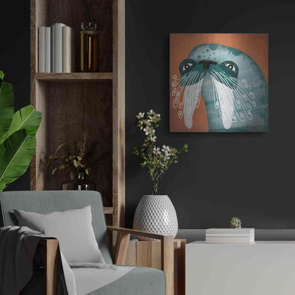 Luxe Metal Art 'Walrus Wow' by Ryan Fowler, Metal Wall Art,24x24