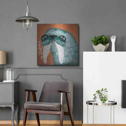 Luxe Metal Art 'Walrus Wow' by Ryan Fowler, Metal Wall Art,24x24