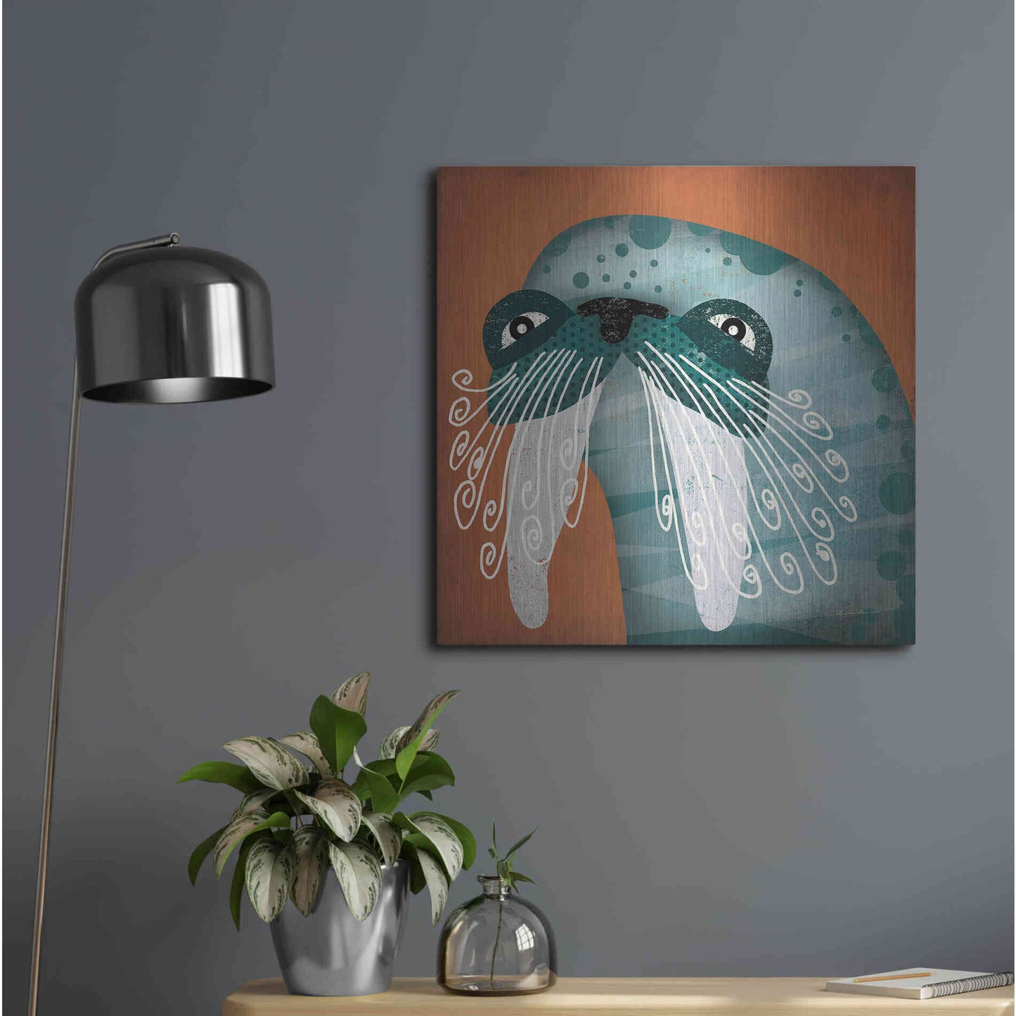 Luxe Metal Art 'Walrus Wow' by Ryan Fowler, Metal Wall Art,24x24
