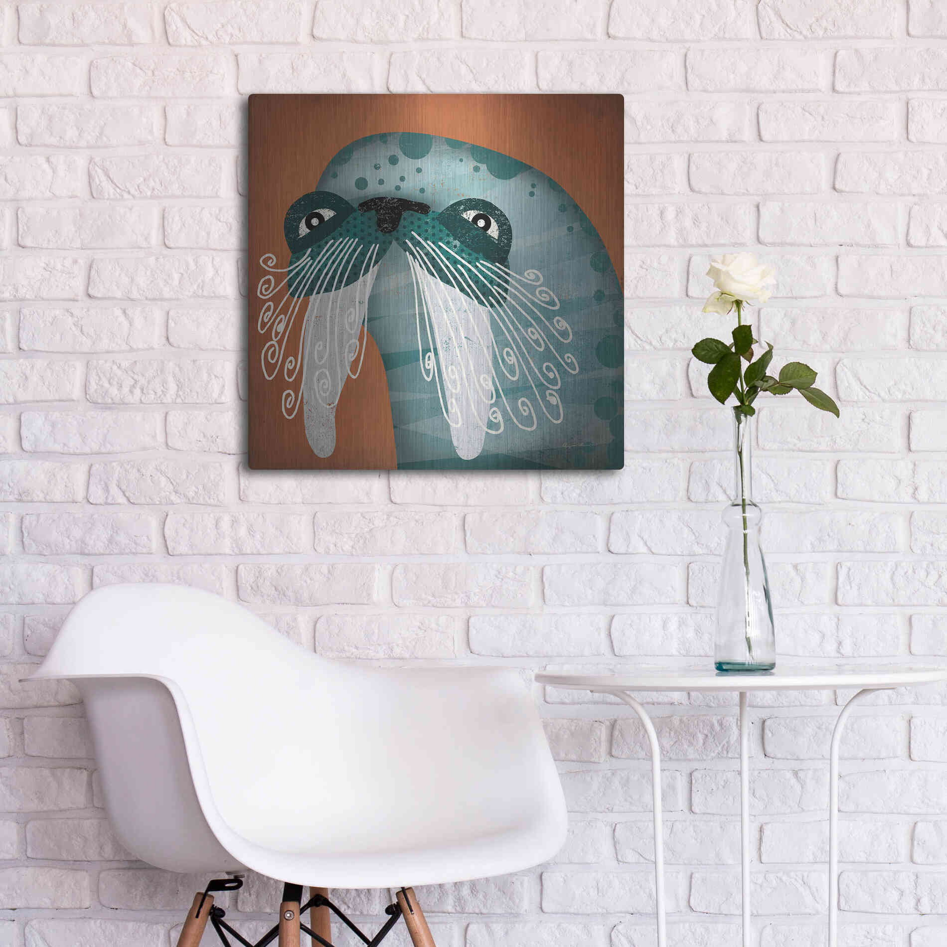 Luxe Metal Art 'Walrus Wow' by Ryan Fowler, Metal Wall Art,24x24