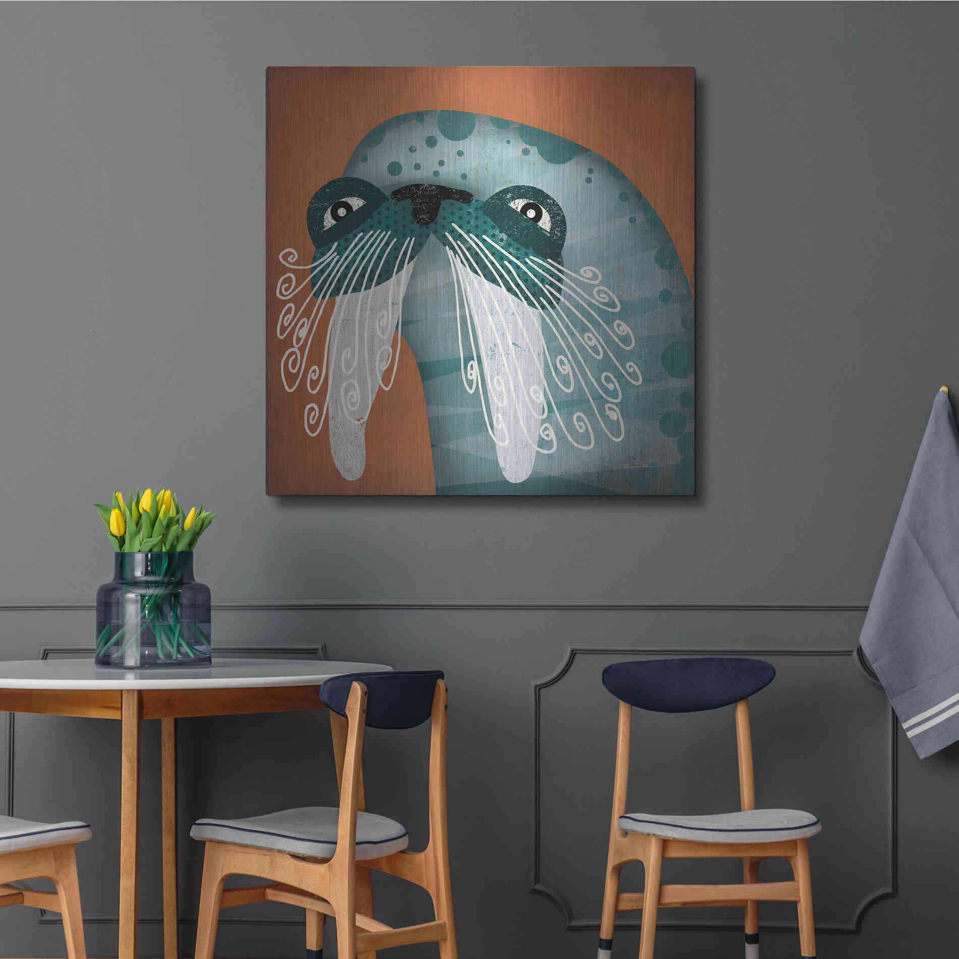 Luxe Metal Art 'Walrus Wow' by Ryan Fowler, Metal Wall Art,36x36