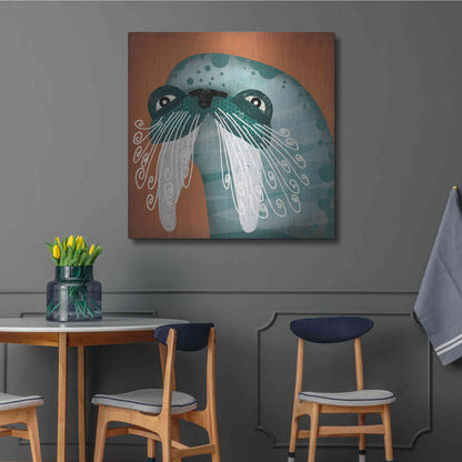 Luxe Metal Art 'Walrus Wow' by Ryan Fowler, Metal Wall Art,36x36
