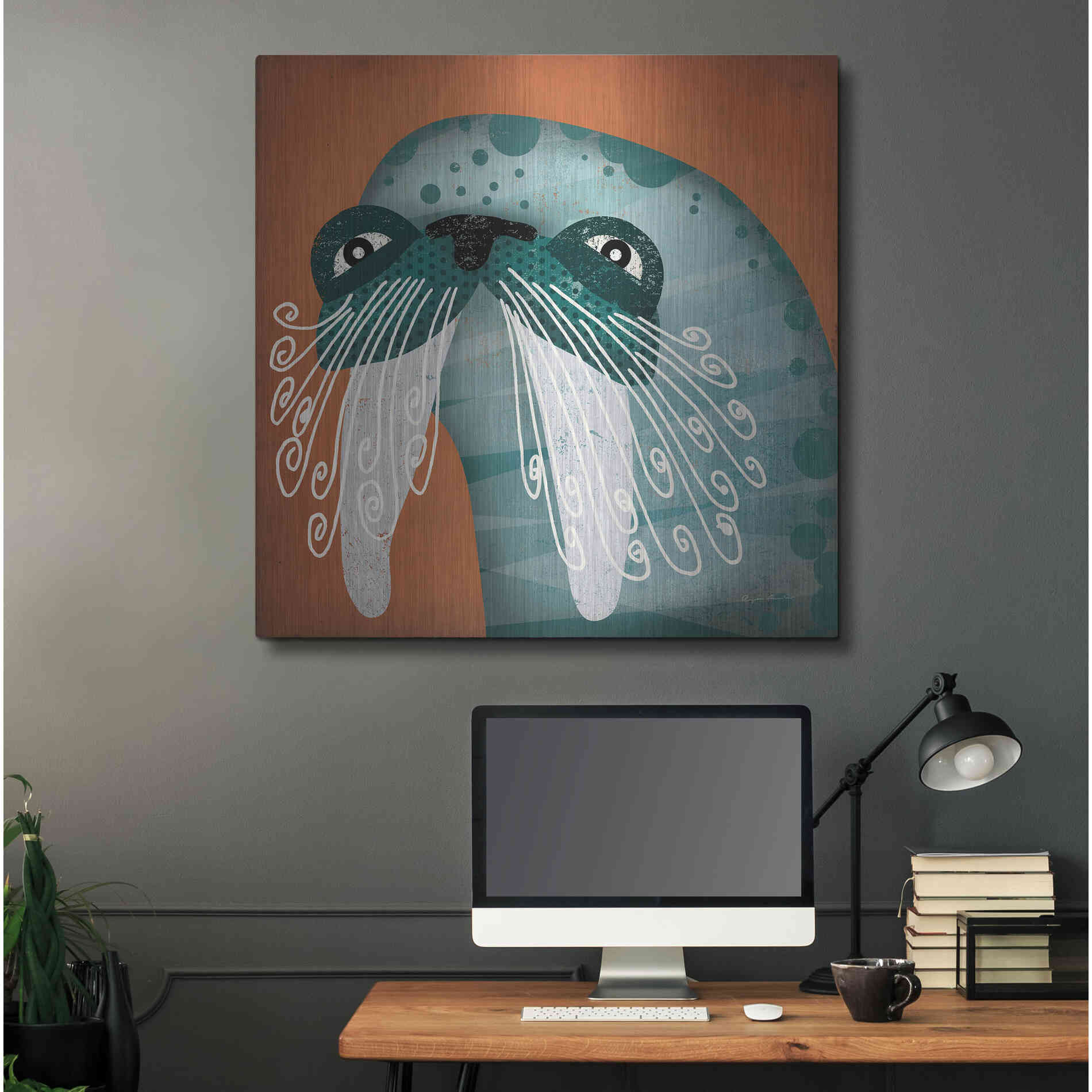 Luxe Metal Art 'Walrus Wow' by Ryan Fowler, Metal Wall Art,36x36