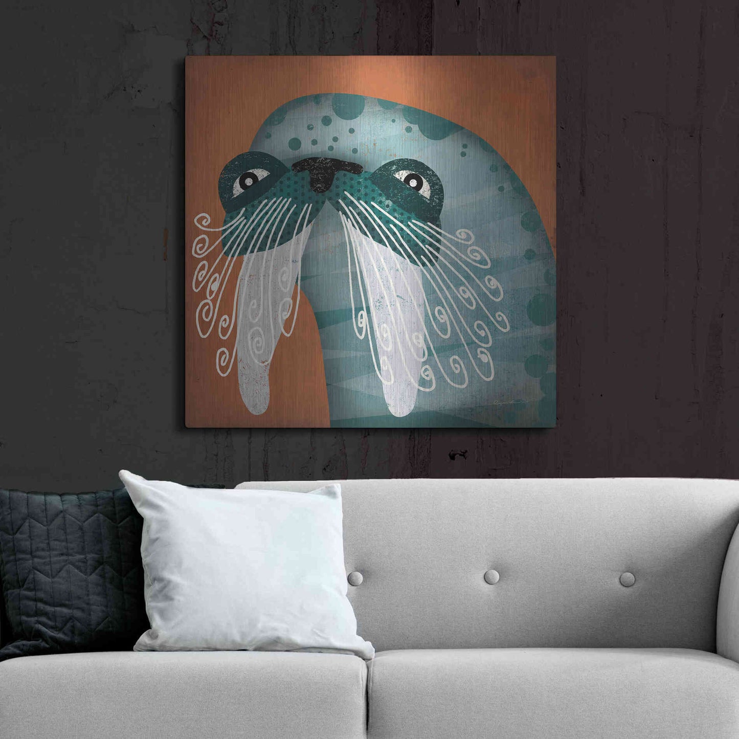 Luxe Metal Art 'Walrus Wow' by Ryan Fowler, Metal Wall Art,36x36