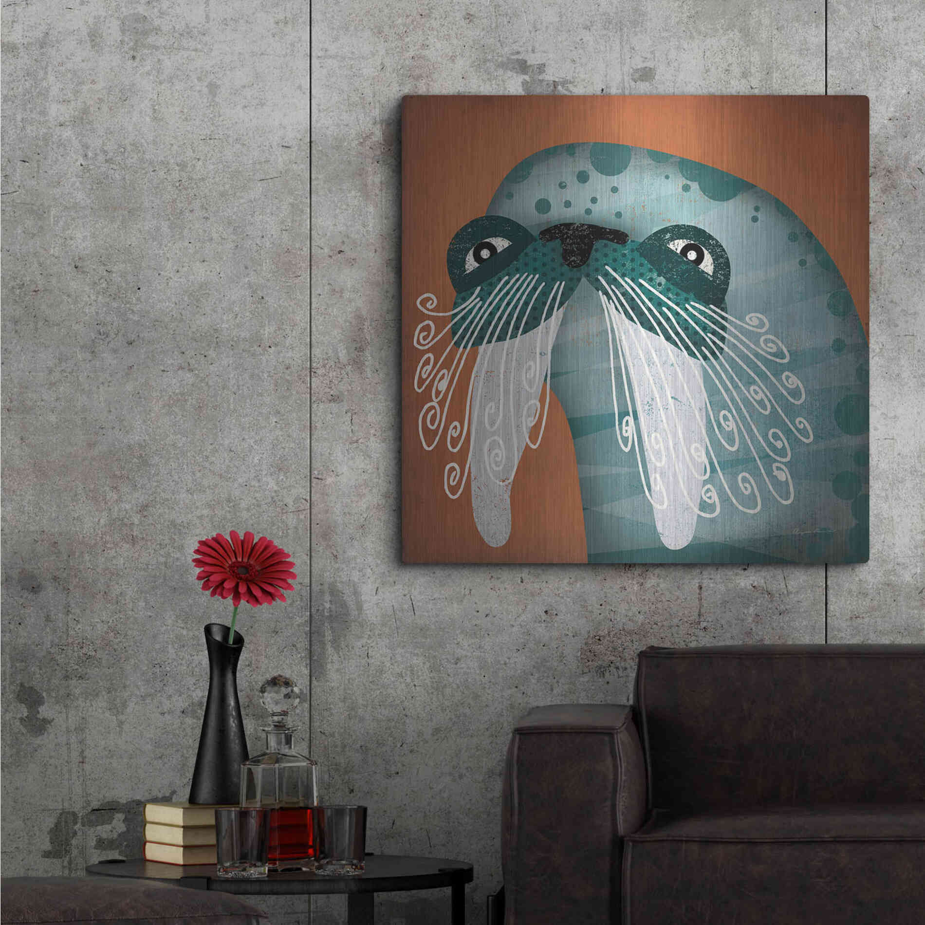 Luxe Metal Art 'Walrus Wow' by Ryan Fowler, Metal Wall Art,36x36