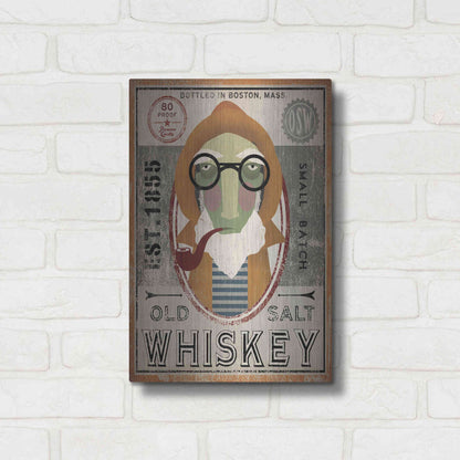 Luxe Metal Art 'Fisherman II Old Salt Whiskey' by Ryan Fowler, Metal Wall Art,12x16