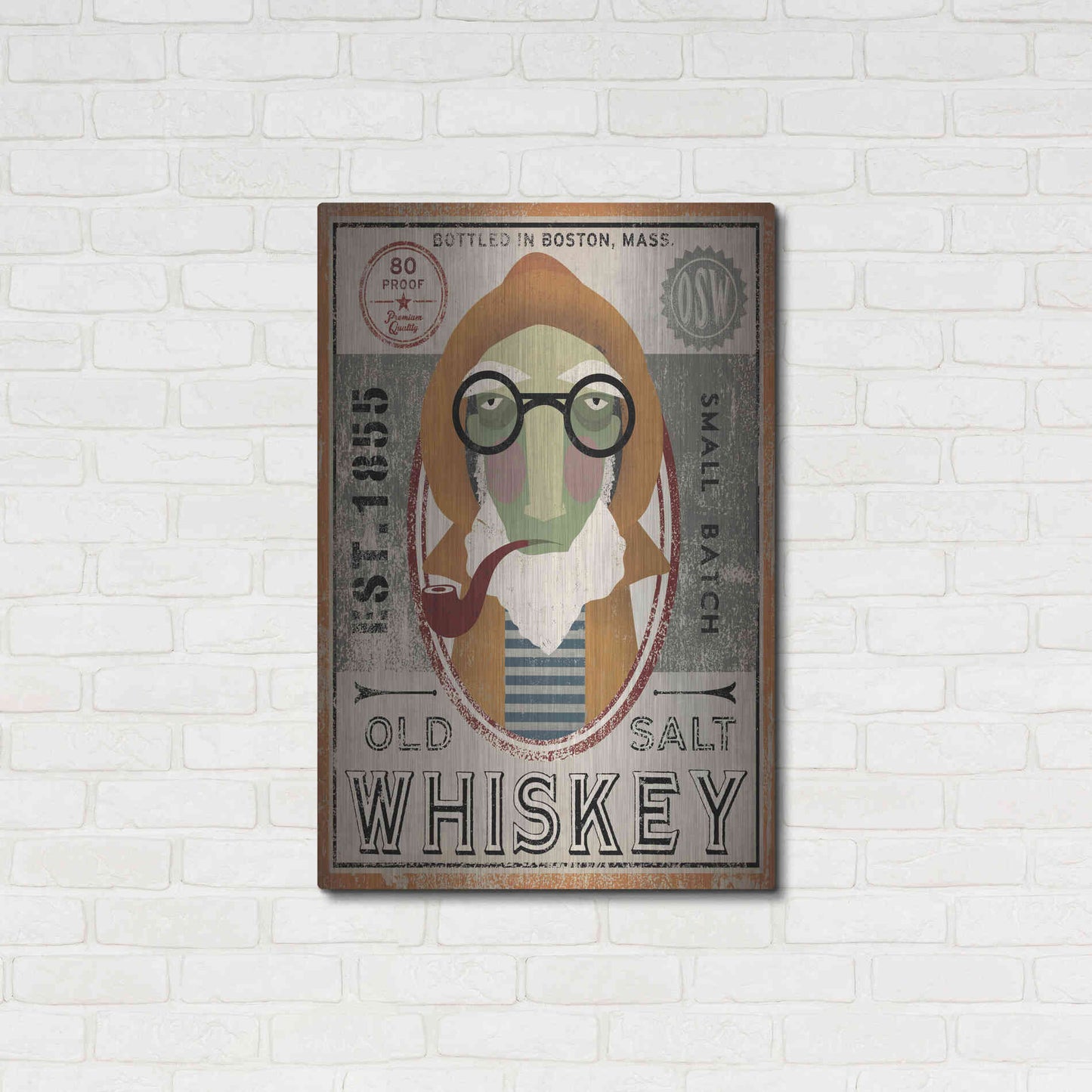 Luxe Metal Art 'Fisherman II Old Salt Whiskey' by Ryan Fowler, Metal Wall Art,24x36
