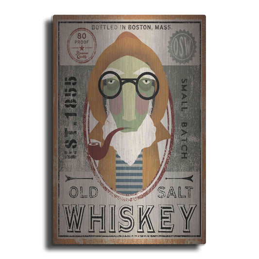 Luxe Metal Art 'Fisherman II Old Salt Whiskey' by Ryan Fowler, Metal Wall Art