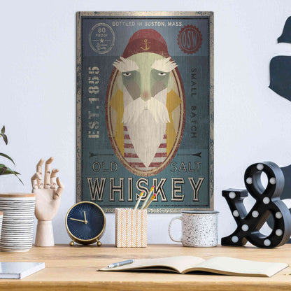 Luxe Metal Art 'Fisherman VIII Old Salt Whiskey' by Ryan Fowler, Metal Wall Art,12x16