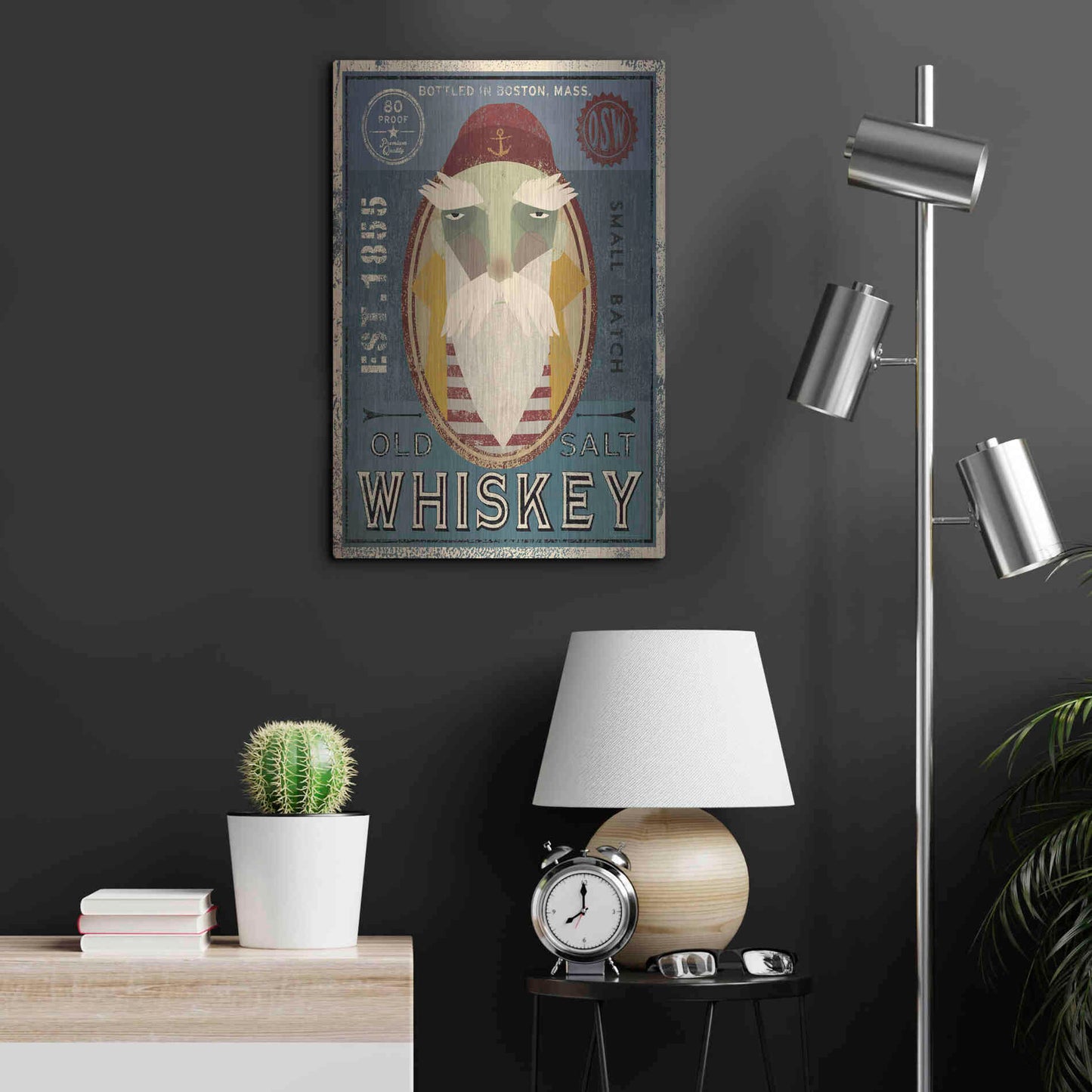 Luxe Metal Art 'Fisherman VIII Old Salt Whiskey' by Ryan Fowler, Metal Wall Art,16x24