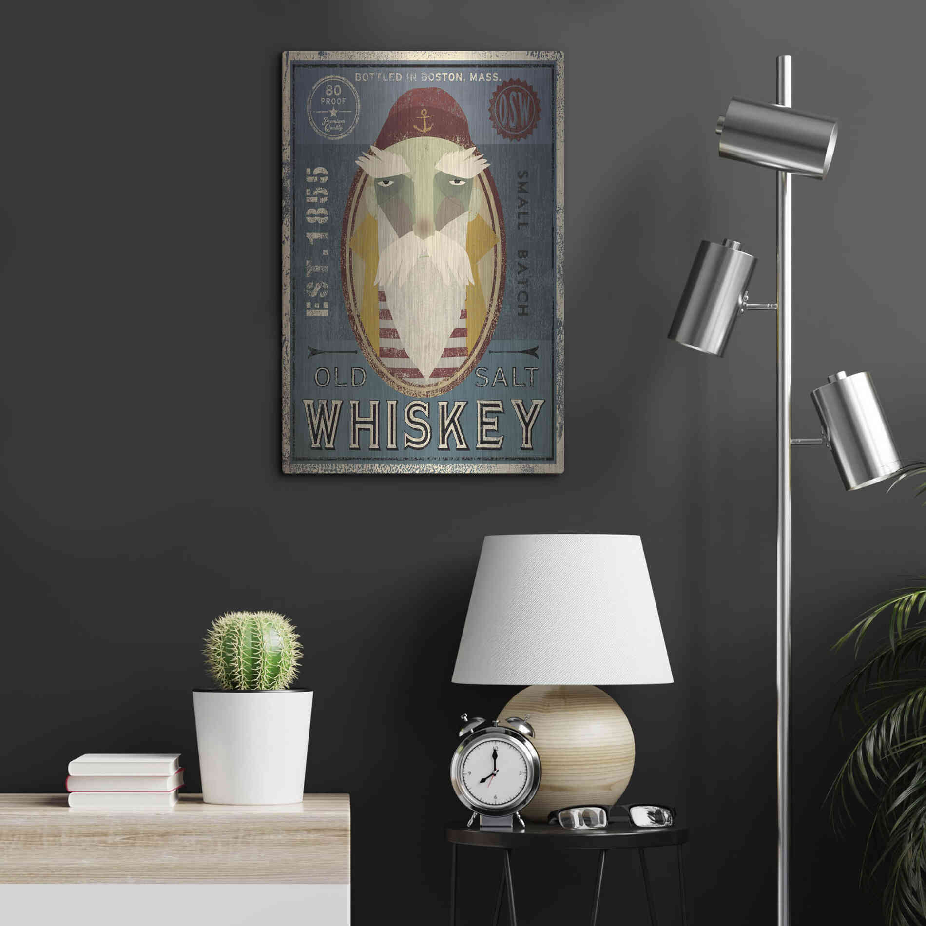 Luxe Metal Art 'Fisherman VIII Old Salt Whiskey' by Ryan Fowler, Metal Wall Art,16x24